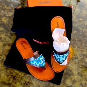 Missoni Sandals 38 NWOT: Ocean blue colors.